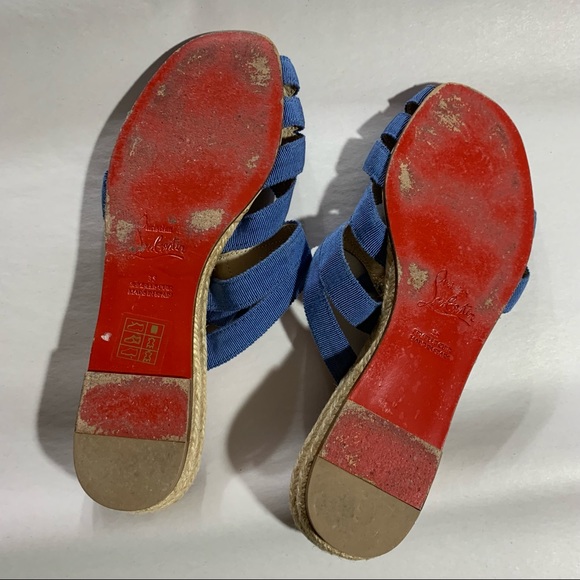 CHRISTIAN LOUBOUTIN size 35 rope wrapped wedge mule ESPADRILLES - Picture 9 of 10